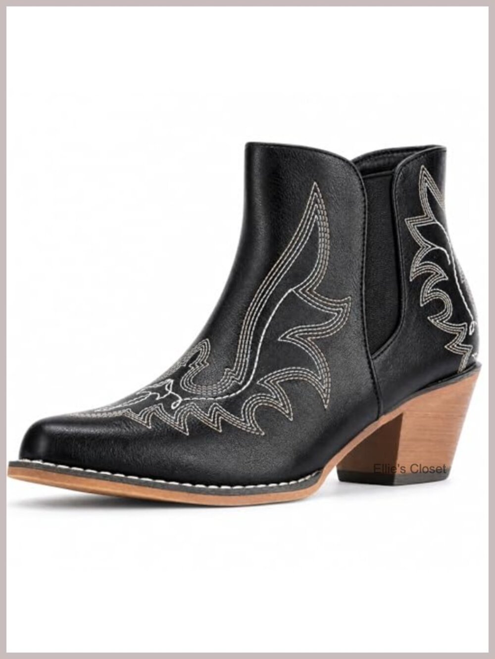 Ankle Cowboy Boots for Women Faux Leather Western Cowgirl Booties